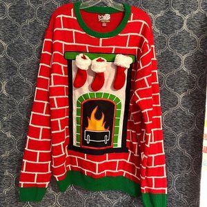 Party Sweater DEC 25th size xl long sleeve red and green fireside sweater